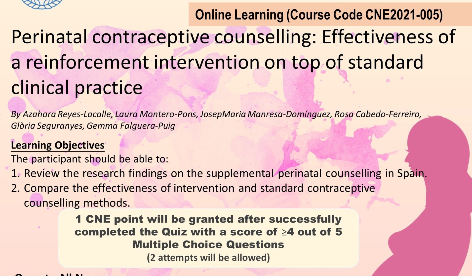 Perinatal contraceptive counselling: Effectiveness of a reinforcement intervention on top of standard clinical practice